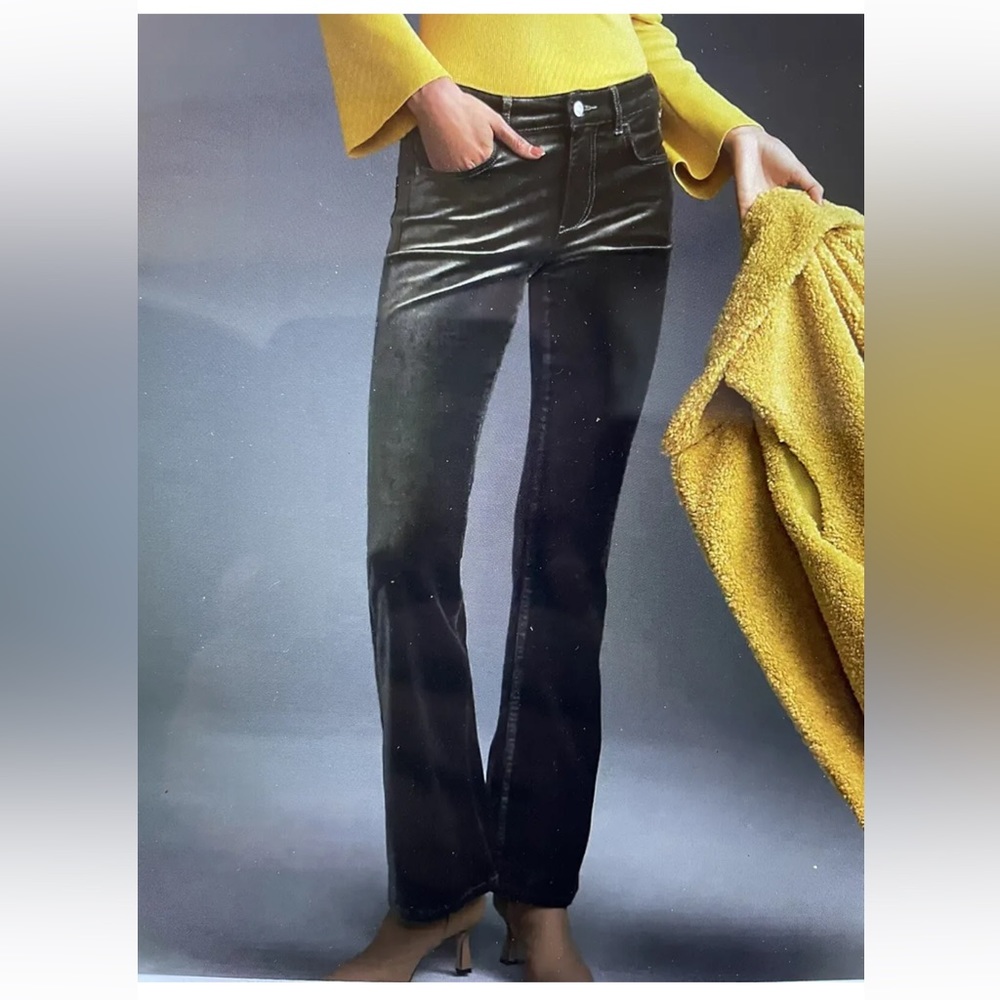 NWT Anthropologie Pilcro Velvet Demilune Bootcut Jeans Gray Mid-Rise 33" Size 30